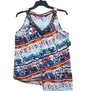 NY Collection XL no sleeves, beading around neckline a V neck